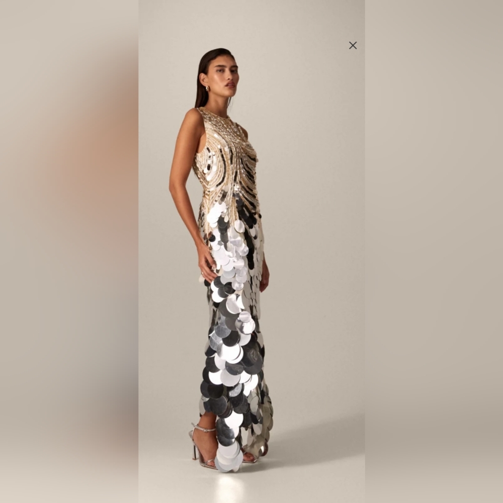 Stunning Gold and Silver Sequin Prom Dress
